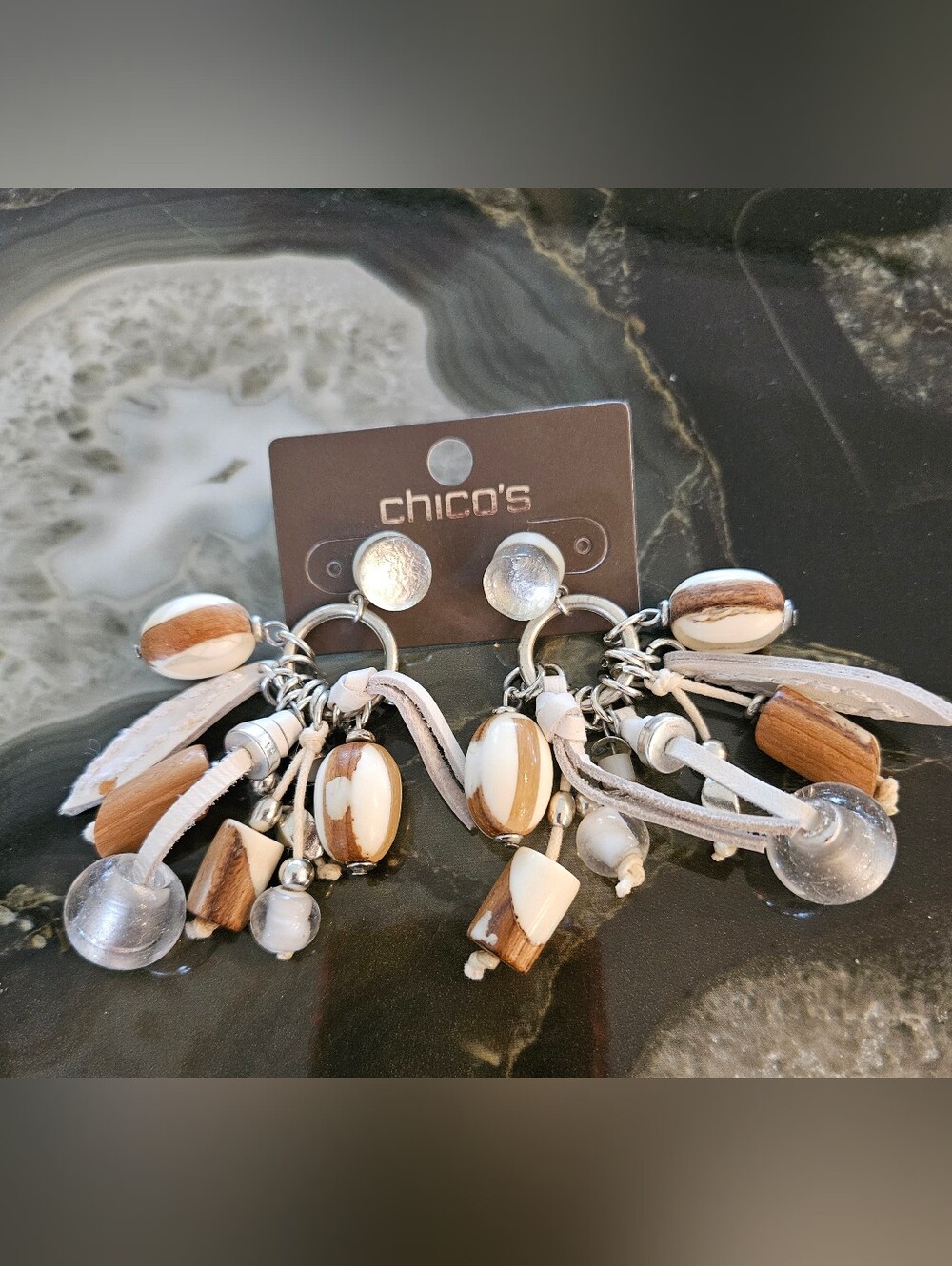 NWT Chico's Bold Statement Multi-Strand Cluster Design Dangle Earrings